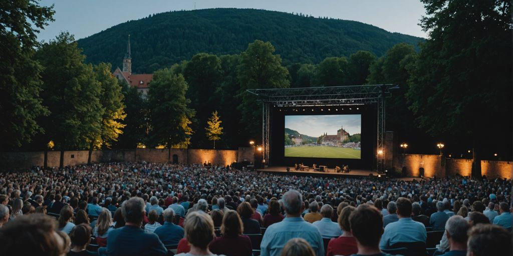 Audience enjoying summer theater in Heidelberg