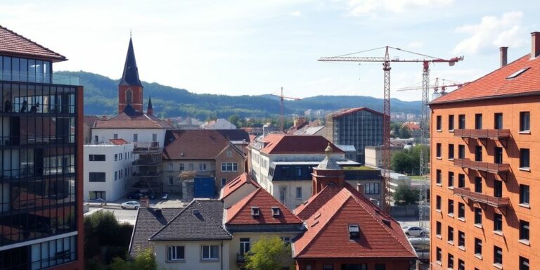 Moderne Bauunternehmen in Heidelberg mit Gebäuden.